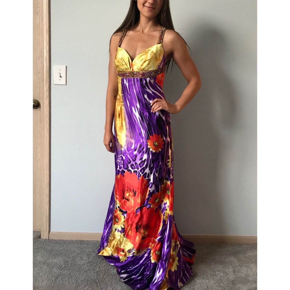 Floral Floor Length Prom Dress